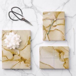 Feuille De Papier Cadeau Boho Abstrait Beige Brown Alcool Enk Art