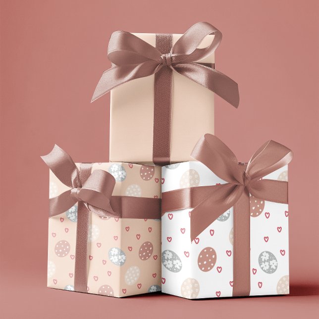 Feuille De Papier Cadeau Boho blanc et blanc élégant Pâques (Blush & White Elegant Boho Easter Wrapping Paper Sheets)