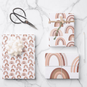 Feuille De Papier Cadeau Boho Blush Beige rose arc-en-ciel