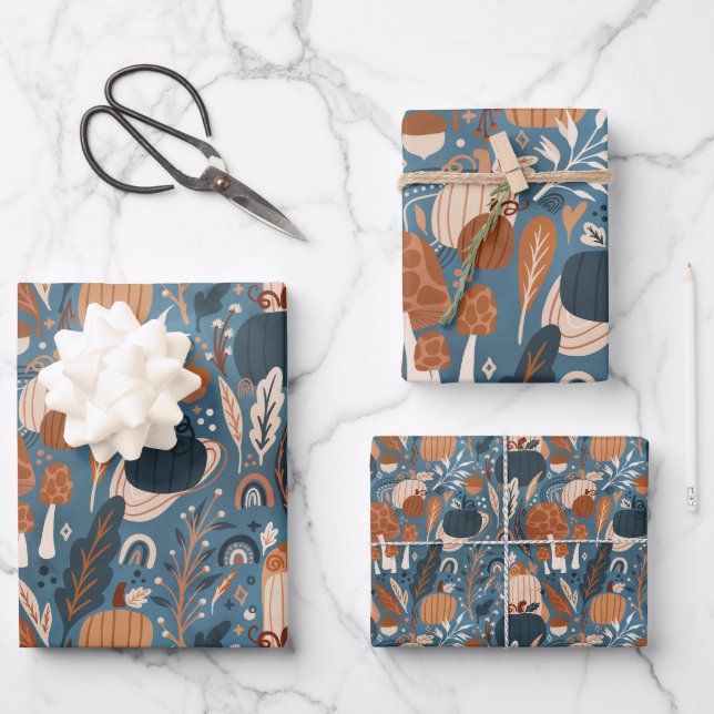 Feuille De Papier Cadeau Boho Citrouille Fall (Recto)