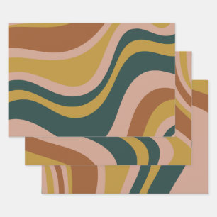 Feuille De Papier Cadeau Boho Earth Tones tendance moderne Motifs Abstraits