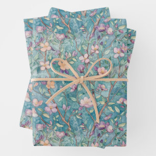FEUILLE DE PAPIER CADEAU BOHO ÉTÉ FLEUR SAUVAGE FLORAL