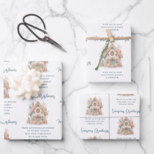 Feuille De Papier Cadeau Boho Gingerbread House Citations Nom Noël