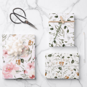 Feuille De Papier Cadeau Boho moderne aquarelle florale