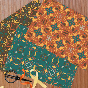 Feuille De Papier Cadeau Boho Ornate Folklore Motifs en couleurs de terre