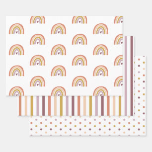 Feuille De Papier Cadeau Boho Rainbow Peach Purple Baby shower