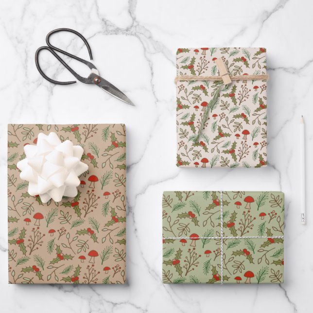 Feuille De Papier Cadeau Bois de Noël (Recto)