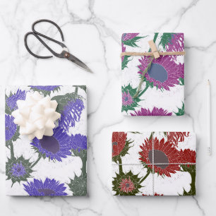 Feuille De Papier Cadeau Bois Imprimer Tournesol violet rose rouge