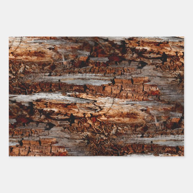 Feuille De Papier Cadeau Bois rustique (Devant)