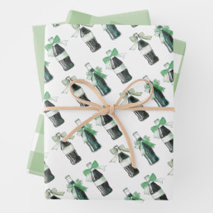 Feuille De Papier Cadeau Boisson gazeuse bébé verte prête à éclater