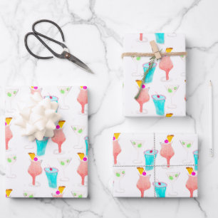 Feuille De Papier Cadeau Boissons à l'aquarelle Martini, Cocktails, Boisson