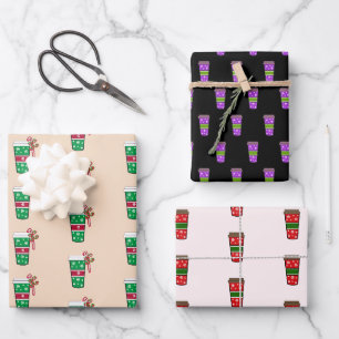 Feuille De Papier Cadeau Boissons de café de Noël
