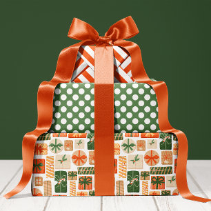 Feuille De Papier Cadeau Boîte Cadeau Rétro Motif Noël Vacances Mignon
