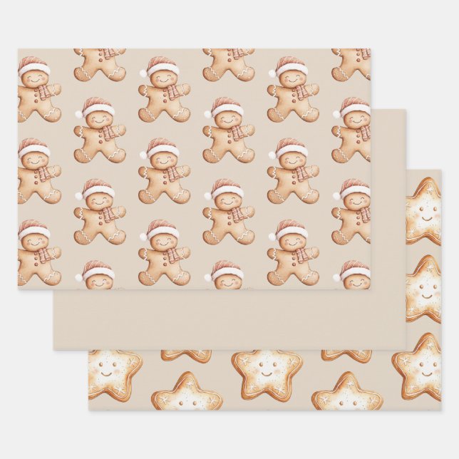Feuille De Papier Cadeau Bon pain d'épices et Star Cookie (Lot)