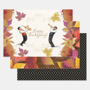 Feuille De Papier Cadeau BON THANKSGIVING ! Friendsgiving JAZZ Retro Party