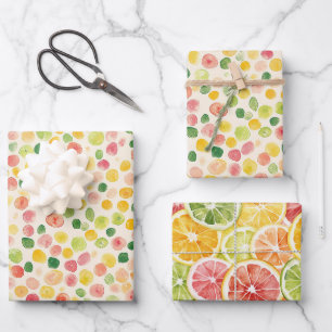 Feuille De Papier Cadeau Bonbon Rose Jaune Vert Anniversaire Fruité