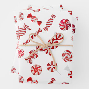 Feuille De Papier Cadeau Bonbons à la menthe de Noël