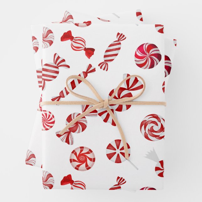 Feuille De Papier Cadeau Bonbons à la menthe de Noël (En situation)