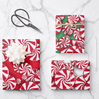 Feuille De Papier Cadeau Bonbons de menthe à poivre Noël 