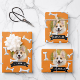Feuille De Papier Cadeau Bones Motif Chien Nom Personnalisé