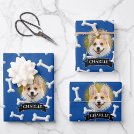 Feuille De Papier Cadeau Bones Motif Chien Nom Personnalisé