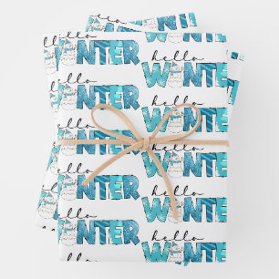 Feuille De Papier Cadeau Bonjour Winter Snowman Personnaliser