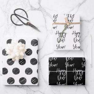 Feuille De Papier Cadeau Bonne année ! Texte moderne Pois artistique