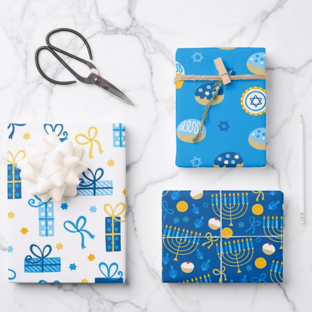 Feuille De Papier Cadeau Bonne Hanoukka (Recto)