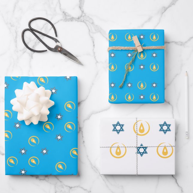 Feuille De Papier Cadeau Bonne Hanoukka (Recto)