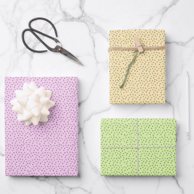Feuille De Papier Cadeau Bonne main Pastel tiré Pois Pâques (Recto)
