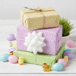 Feuille De Papier Cadeau Bonne main Pastel tiré Pois Pâques