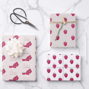 Feuille De Papier Cadeau Bonne Saint Valentin Raspberries Aquarelle
