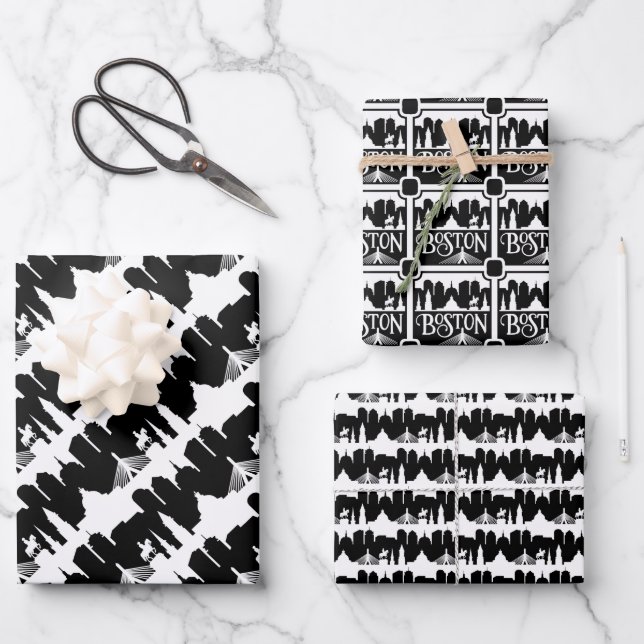 Feuille De Papier Cadeau Boston Skyline (Recto)