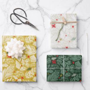 Feuille De Papier Cadeau Botanique festive