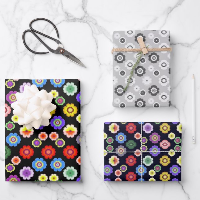 Feuille De Papier Cadeau Botanique Floral Colorful Garden Motif (Recto)