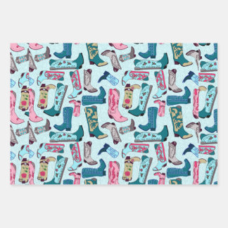 Feuille De Papier Cadeau Bottes Cowboy