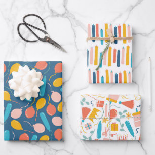 Feuille De Papier Cadeau Bougie Ballon Fête d'anniversaire
