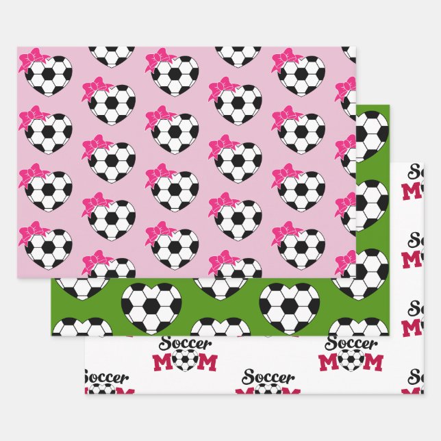 Feuille De Papier Cadeau Boule de Coeur de soccer (Lot)