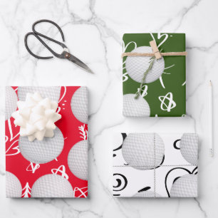 Feuille De Papier Cadeau Boule de golf sur Snowflake Noël pour Golfer
