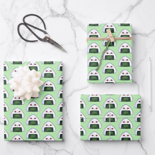 Feuille De Papier Cadeau Boule japonaise de riz Onigiri (Recto)