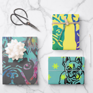 Feuille De Papier Cadeau Bouledogue français feu d'artifice French Bulldog