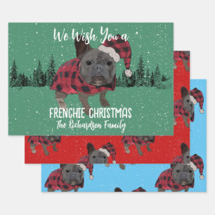 Feuille De Papier Cadeau Bouledogue français Noël personnalisé Dog Frenchie