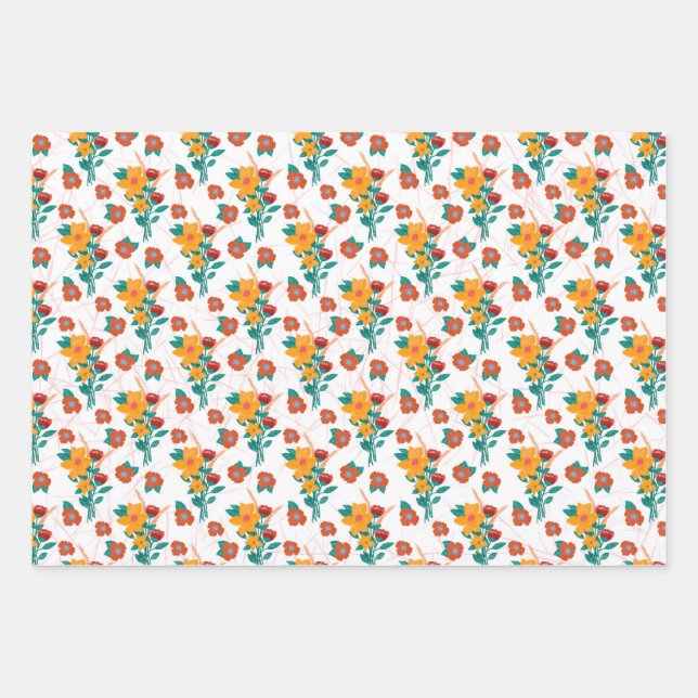 Feuille De Papier Cadeau Bouquet de fleurs (Devant 3)