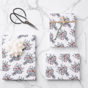 Feuille De Papier Cadeau Bouquet fleur sauvage Floral Whimsical à main mign
