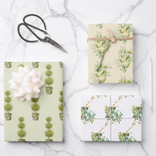 Feuille De Papier Cadeau Bouquets de jardin et tomates (Recto)