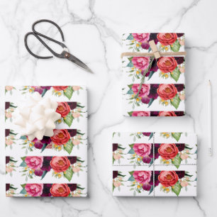 Feuille De Papier Cadeau Bouquets floraux rustiques et élégants