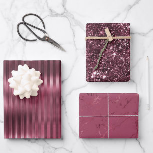 Feuille De Papier Cadeau Bourgogne Rouge Glitzy Parties scintillant