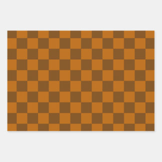 Feuille De Papier Cadeau Bouton À damiers Brown