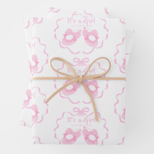 Feuille De Papier Cadeau Bow Ribbon C'est une fille blanche