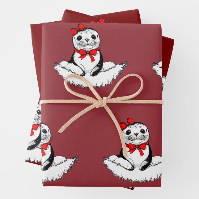 Feuille De Papier Cadeau Bow-tiful Seal – Christmas Edition (En situation)
